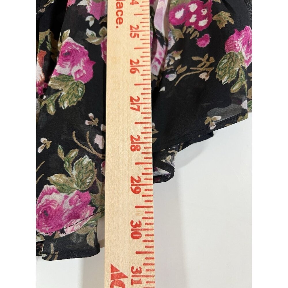 LoveShackFancy black floral ruffle mini dress XS chiffon coquette cottagecore - Picture 10 of 11